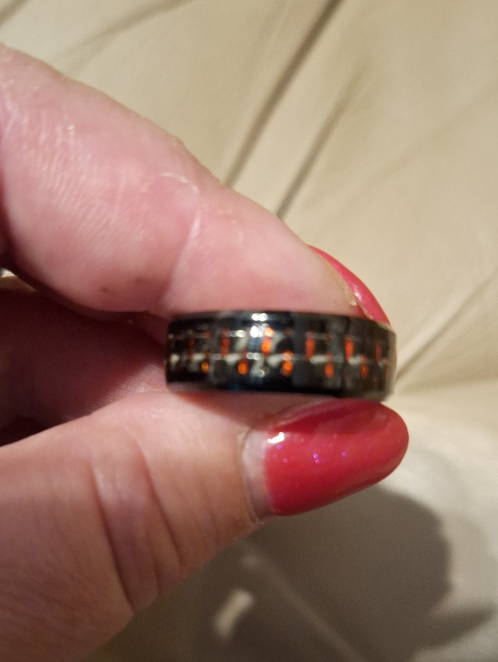 Black Ring with Orange Inlay
